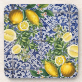 Mediterrane Lemons Summer Portugese Tegels Bier Onderzetter (Voorkant)