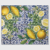 Mediterrane Lemons Summer Portugese Tegels Cadeaupapier (Vlak)