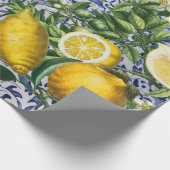 Mediterrane Lemons Summer Portugese Tegels Cadeaupapier (Hoek)