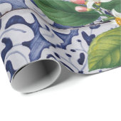 Mediterrane Lemons Summer Portugese Tegels Cadeaupapier (Rol Hoek)