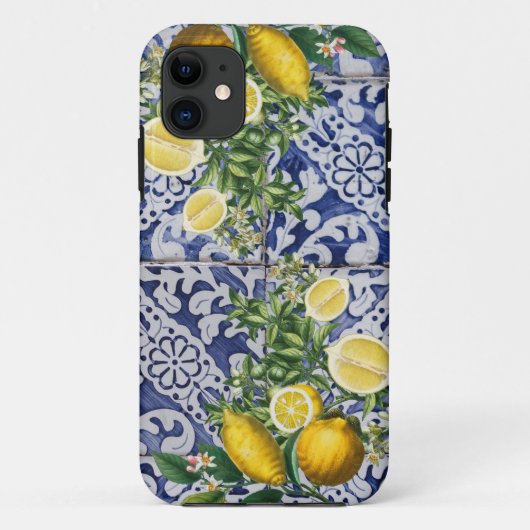 Mediterrane Lemons Summer Portugese Tegels Case-Mate iPhone Case (Achterkant)