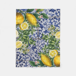 Mediterrane Lemons Summer Portugese Tegels Fleece Deken