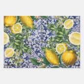 Mediterrane Lemons Summer Portugese Tegels Inpakpapier Vel (Voorkant 3)