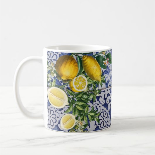 Mediterrane Lemons Summer Portugese Tegels Koffiemok (Links)