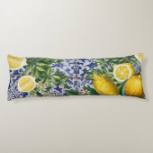 Mediterrane Lemons Summer Portugese Tegels Lichaamskussen (Achterkant)