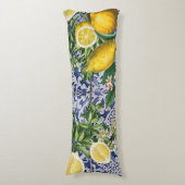 Mediterrane Lemons Summer Portugese Tegels Lichaamskussen (Voorkant Verticaal)