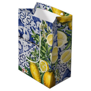 Mediterrane Lemons Summer Portugese Tegels Medium Cadeauzakje