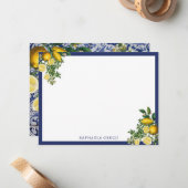 Mediterrane Lemons Summer Portugese Tegels Notitiekaartje (Voorkant / Achterkant in situ)