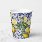 Mediterrane Lemons Summer Portugese Tegels Papieren Bekers (Achterkant)