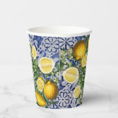 Mediterrane Lemons Summer Portugese Tegels Papieren Bekers (Rechts)