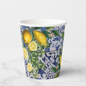 Mediterrane Lemons Summer Portugese Tegels Papieren Bekers (Voorkant)