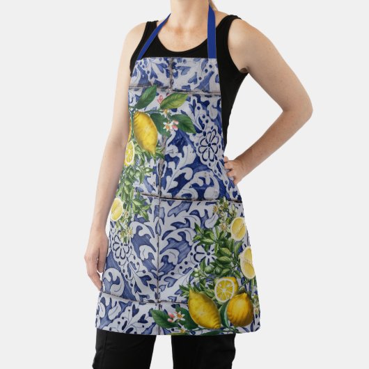 Mediterrane Lemons Summer Portugese Tegels Schort (Insitu)