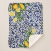 Mediterrane Lemons Summer Portugese Tegels Sherpa Deken (Voorkant)