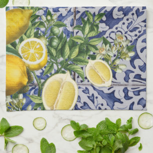 Mediterrane Lemons Summer Portugese Tegels Theedoek