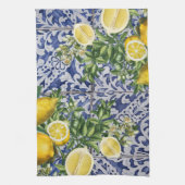 Mediterrane Lemons Summer Portugese Tegels Theedoek (Verticaal)