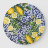 Mediterrane Lemons Summer Portugese Tiles  Grote Klok (Voorkant)