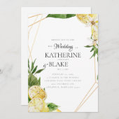 Mediterrane Lemons Tropical II Wedding Kaart (Voorkant / Achterkant)