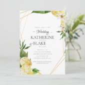 Mediterrane Lemons Tropical Wedding Website Kaart (Staand voorkant)