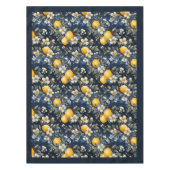Mediterrane levendige gele citroenen marineblauw tafelkleed (Voorkant)