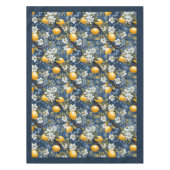 Mediterrane levendige gele citroenen marineblauw tafelkleed (Voorkant)