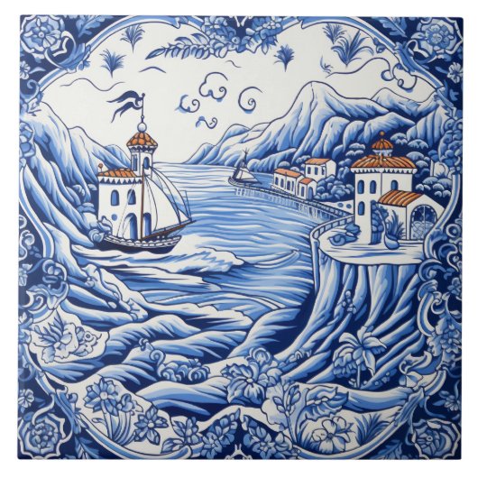 Mediterrane liefhebbers blauw wit tegeltje (Voorkant)