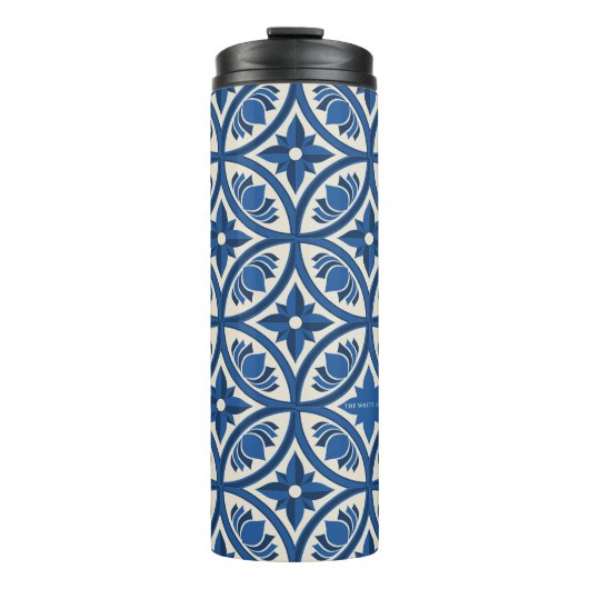 Mediterrane Lotus Tegel - De Witte Lotus Thermosbeker (Voorkant)