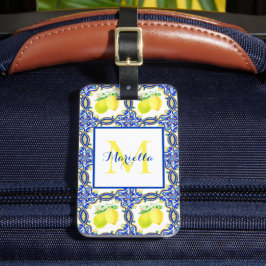 Mediterrane monogram op maat bagagelabel