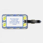 Mediterrane monogram op maat bagagelabel (Achterkant horizontaal)