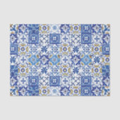 Mediterrane Mosaic Tiles Blue Decoupage Craft Tissuepapier (Voorkant)