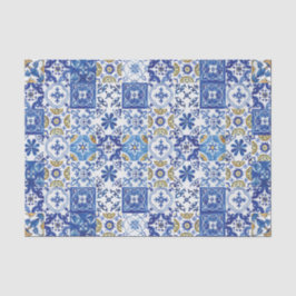 Mediterrane Mosaic Tiles Blue Decoupage Craft Tissuepapier