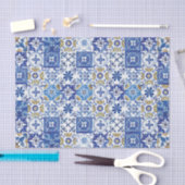 Mediterrane Mosaic Tiles Blue Decoupage Craft Tissuepapier (Craft)