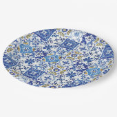 Mediterrane Mosaïsche Tegels Blauwe Birthday Party Papieren Bordje (Gekanteld)