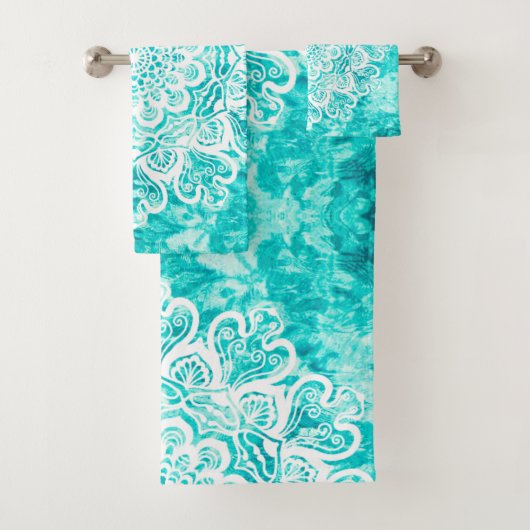 Mediterrane Oceaan Blauw Noordse Mandala Bad Handdoek (Insitu)