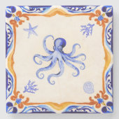 mediterrane octopus stenen onderzetter (Voorkant)