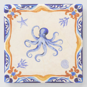 mediterrane octopus stenen onderzetter