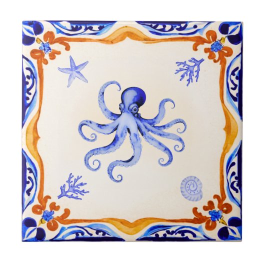 mediterrane octopus tegeltje (Voorkant)