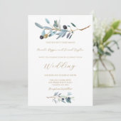 Mediterrane Olijf bruiloft uitnodiging (Staand voorkant)