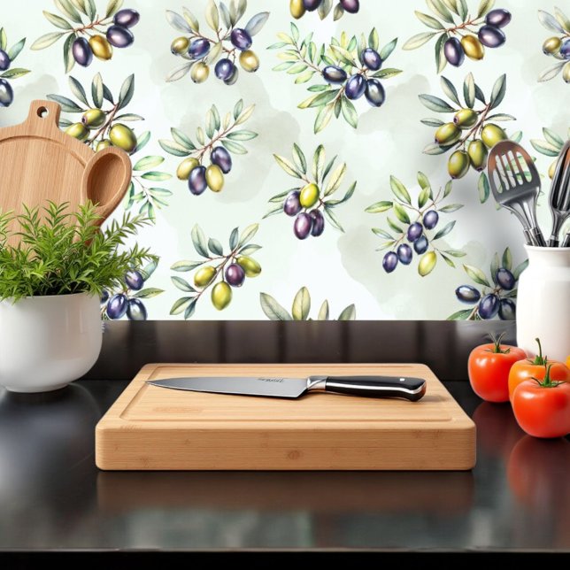Mediterrane Olijfgaard Aquarel Behang (Creator heeft geüpload)