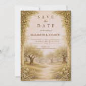 Mediterrane Olijfgaard Plattelandshuwelijk Save The Date (Voorkant)