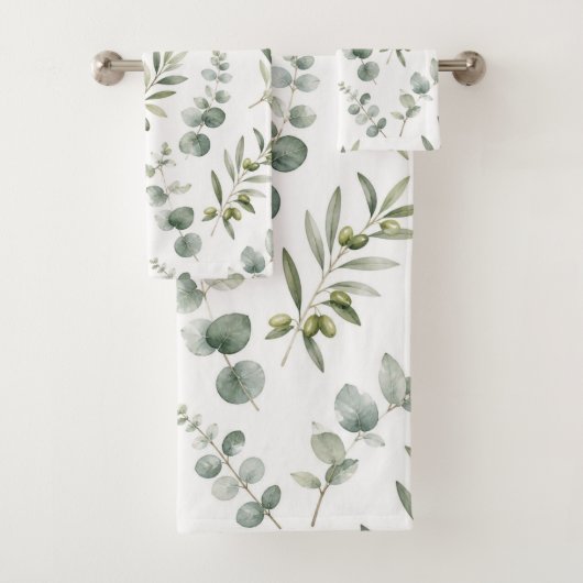 Mediterrane Olijftak Aquarel Bad Handdoek (Insitu)