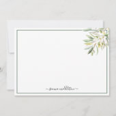 Mediterrane olijftak rustiek gepersonaliseerd notitiekaartje (Voorkant)