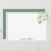 Mediterrane olijftak rustiek gepersonaliseerd notitiekaartje (Voorkant / Achterkant)