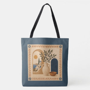 Mediterrane olijfvaas boodschappentas tote bag