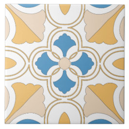 Mediterrane Oranje Blauwe Roze Geometrische Andalu Tegeltje