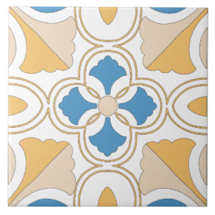 Mediterrane Oranje Blauwe Roze Geometrische Andalu Tegeltje