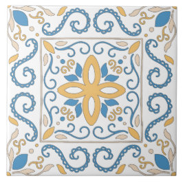 Mediterrane Oranje Blauwe Roze Geometrische Andalu Tegeltje