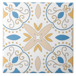 Mediterrane Oranje Blauwe Roze Geometrische Andalu Tegeltje