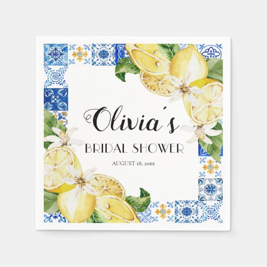 Mediterrane papier servet voor bruidsdiner met cit (Voorkant)