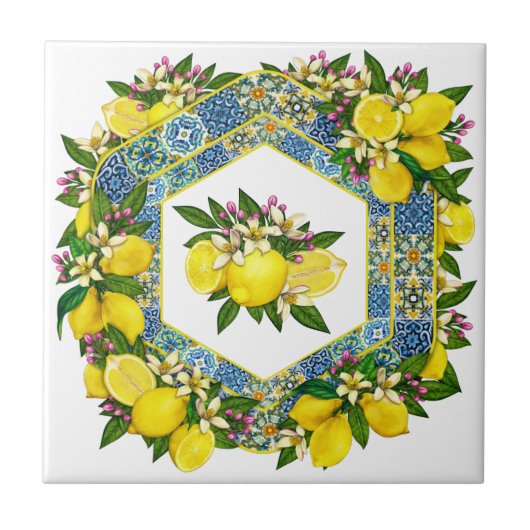 Mediterrane Patroonkleur 5 Keramische Tegel Tegeltje (Voorkant)