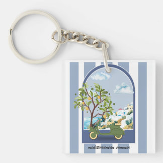 Mediterrane Poster voor Kustreizen met Zomerscoote Sleutelhanger